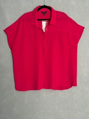 Investments Woman Pop-Over Top Button Front Virtual Pink Women's 2X NEW